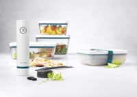 ZWILLING Fresh & Save Vákuová štartovacia súprava na potraviny, sklenená, 16-dielna, pumpa, dózy a vrecká, modrá La Mer 8