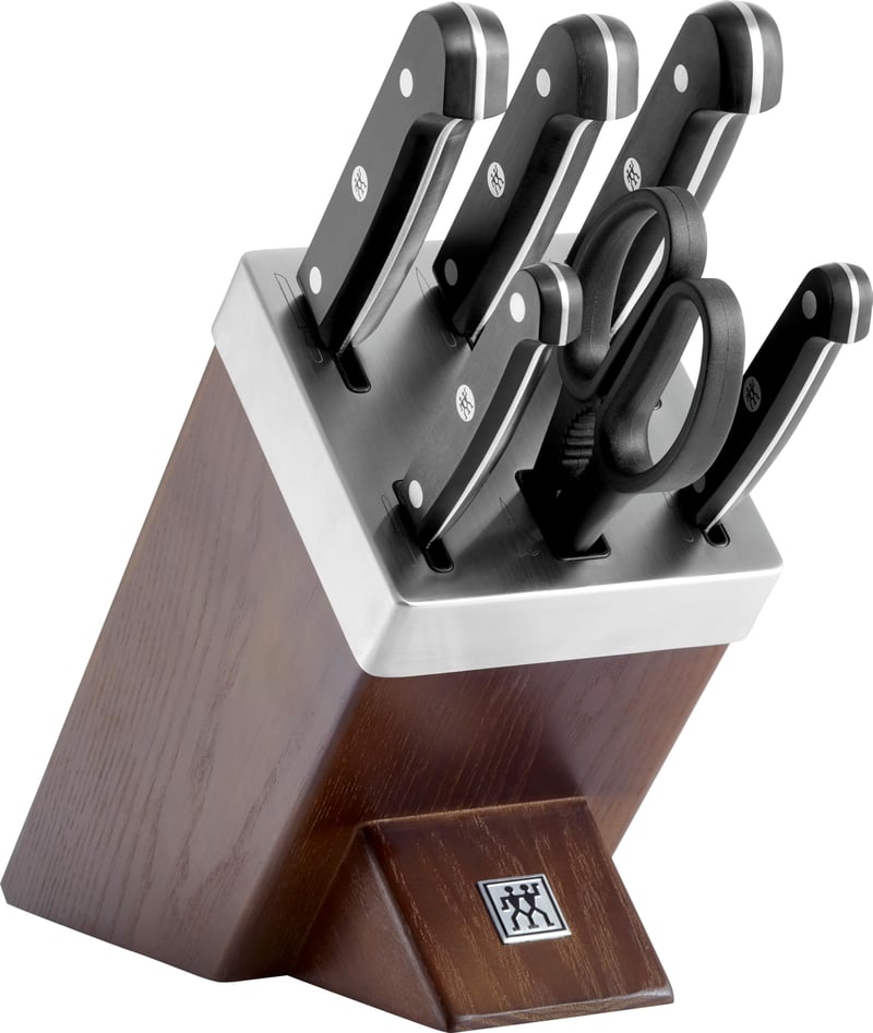 Samobrúsiaci blok na nože ZWILLING Gourmet, 7-dielny, tmavohnedý, vyrobený v Nemecku
