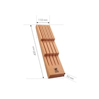 ZWILLING organizér na nože do zásuvky, na 8 nožov, bukové drevo, 41 x 11 x 5 cm, hnedý 4