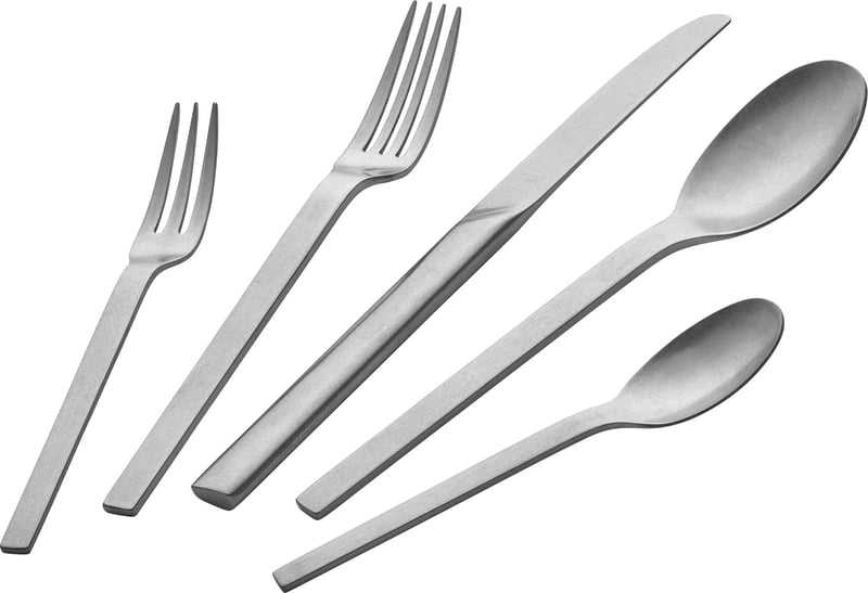 ZWILLING Minimal Vintage set za jelo, za 12 osoba, 68 dijelova, s priborom za posluživanje, nehrđajući čelik, čekićem obrađen, srebrni