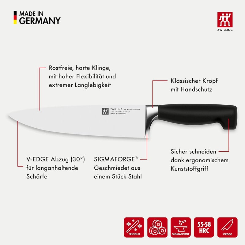 ZWILLING Önélező Kés Blokk 7 Részes Készlet - Black, Four stars