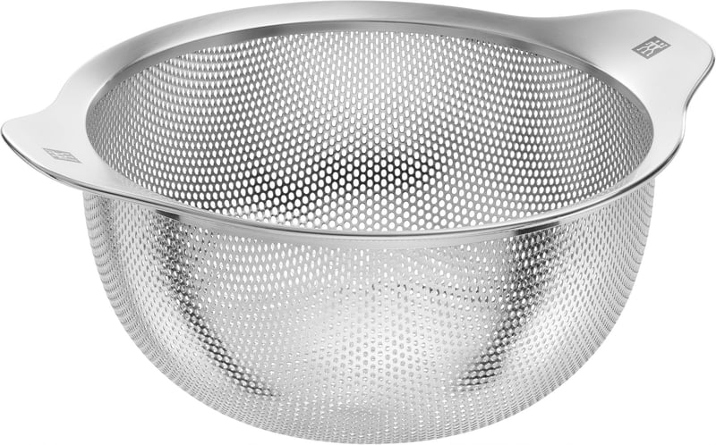 ZWILLING Table nerezové kuchynské sitko, priemer 20 cm, ploché dno, 2 rukoväte, vhodné do umývačky riadu, strieborné