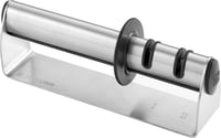 ZWILLING TwinSharp Select oštrilo za noževe, 2 stupnja za osnovno i fino oštrenje, diskovi od nehrđajućeg čelika i keramike, protuklizno, za glatke noževe, srebrno 1