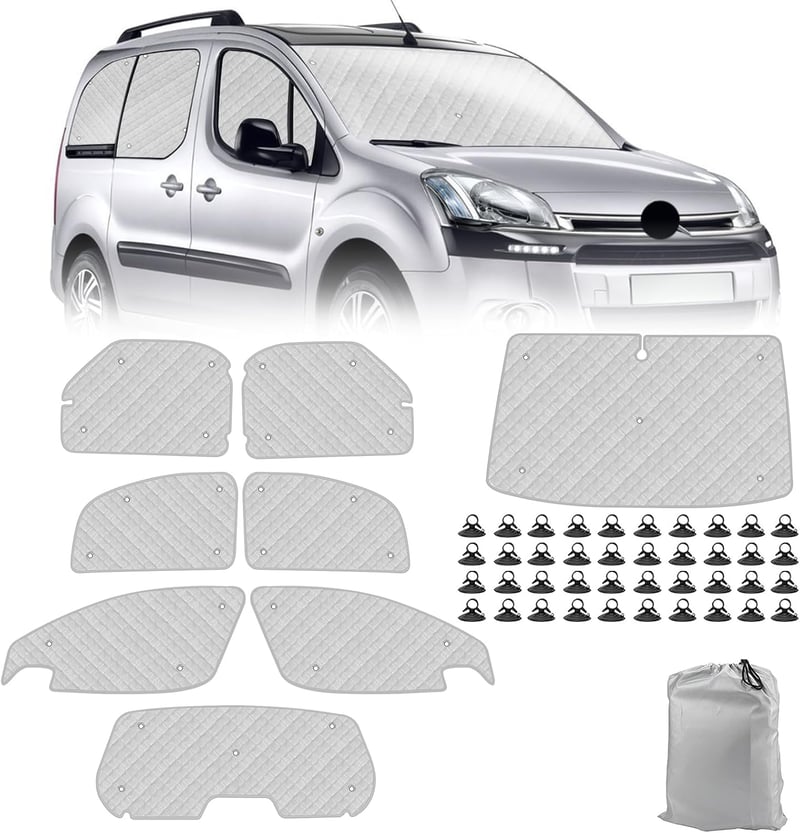 ZWPARTS Napvédő Autó Szélvédő Citroen Berlingo Peugeot Partner 2008-2018 8db Összecsukható