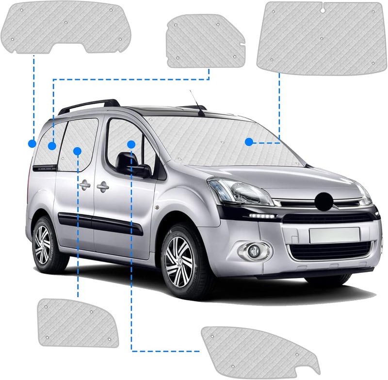 ZWPARTS Napvédő Autó Szélvédő Citroen Berlingo Peugeot Partner 2008-2018 8db Összecsukható