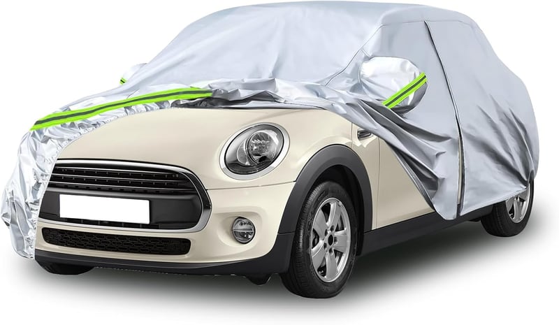 ZWPARTS Vízálló Autótakaró Mini Cooper 3 Ajtós Modellekhez (2000-2024) - Ezüst Teljes Védőponyva Cipzáras Ajtóval, Hó, Eső Ellen