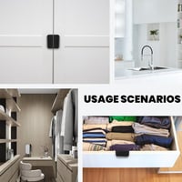 Zxglxinyao 10 bucăți mâner modern ascuns din aluminiu pentru mobilier de bucătărie, negru, distanță între găuri 64 mm, mâner pentru sertar de dulap și garderobă 7