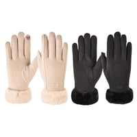 Zimné dotykové rukavice ZXTGBQ unisex – béžové a čierne (2 ks) 1