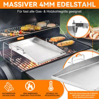 zycBernoi Premium Plancha Grillplaat 40x30cm Rozsdamentes Acél Gázgrill Széngrillhez 4