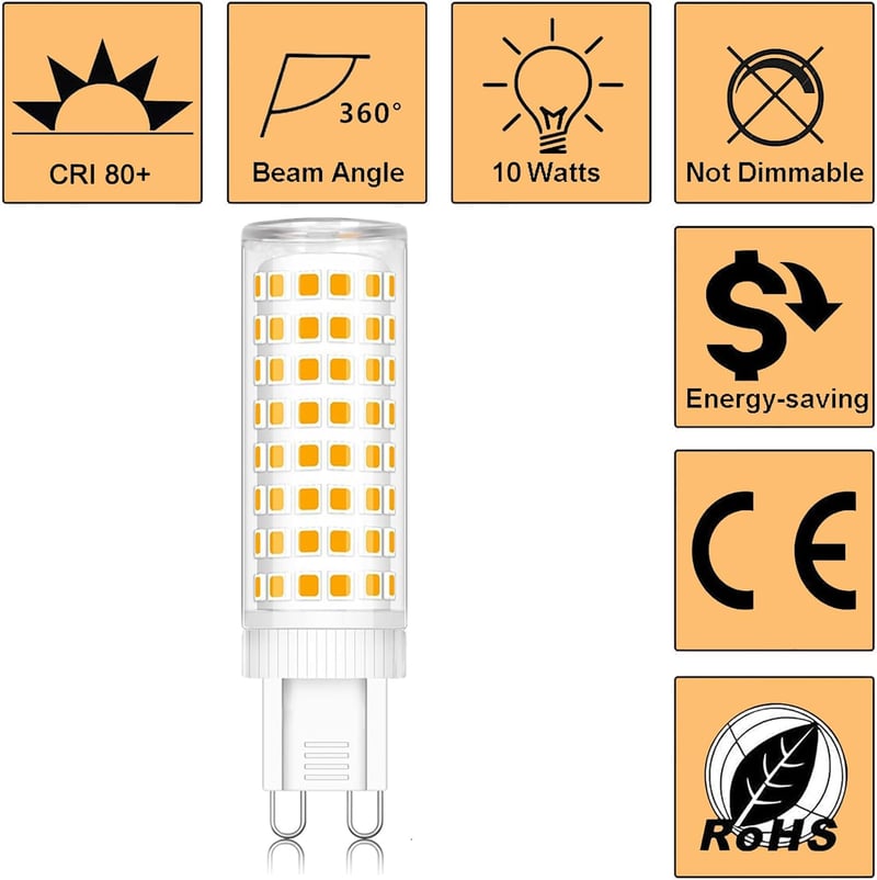 ZYGODLUK G9 LED izzó 10W meleg fehér 2700K 5db szett csillárhoz