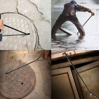 ZYHDFH Csatornaburkolat Emelő Horog 40cm Rozsdamentes Acél 7