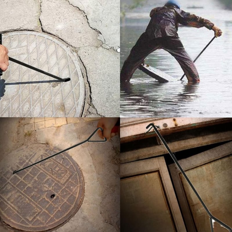 ZYHDFH Csatornaburkolat Emelő Horog 40cm Rozsdamentes Acél