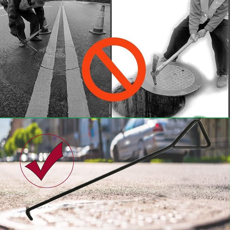 ZYHDFH Csatornaburkolat Emelő Horog 40cm Rozsdamentes Acél