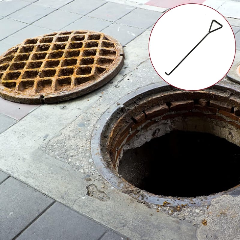 ZYHDFH Csatornaburkolat Emelő Horog 40cm Rozsdamentes Acél