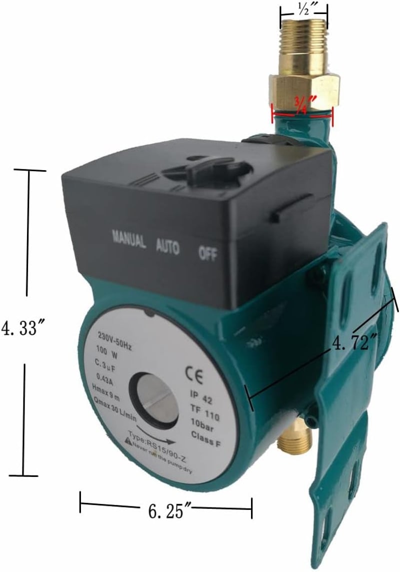ZYIY 100W Automata Melegvíz Nyomásfokozó Szivattyú 230V Zuhany Keringető