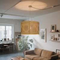 Abajur suspendat Zynanthra Boho din bambus, semitransparent, 35x23 cm, verde, stil ratan, decorativ, pentru tavan 4