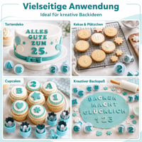 ZYNERY set od 70 kalupa za slova i brojeve za fondant – 26 velikih slova, 26 malih slova, 10 brojeva i 8 motiva za ukrašavanje torti, keksa i čokolade 7