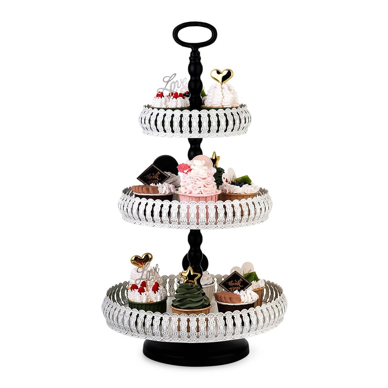 ZYOOO 3 Szintes Fehér Vintage Fém Tortatartó Állvány - Esküvői Rendezvény Desszert Kínáló - Elegáns Cupcake Tartó