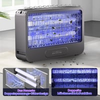 Capcană electrică pentru insecte Zyphoria 3500V cu grilaj dublu de tensiune, aparat anti-țânțari de 20W cu temporizator și telecomandă, două becuri de rezervă, pentru utilizare în interior 3