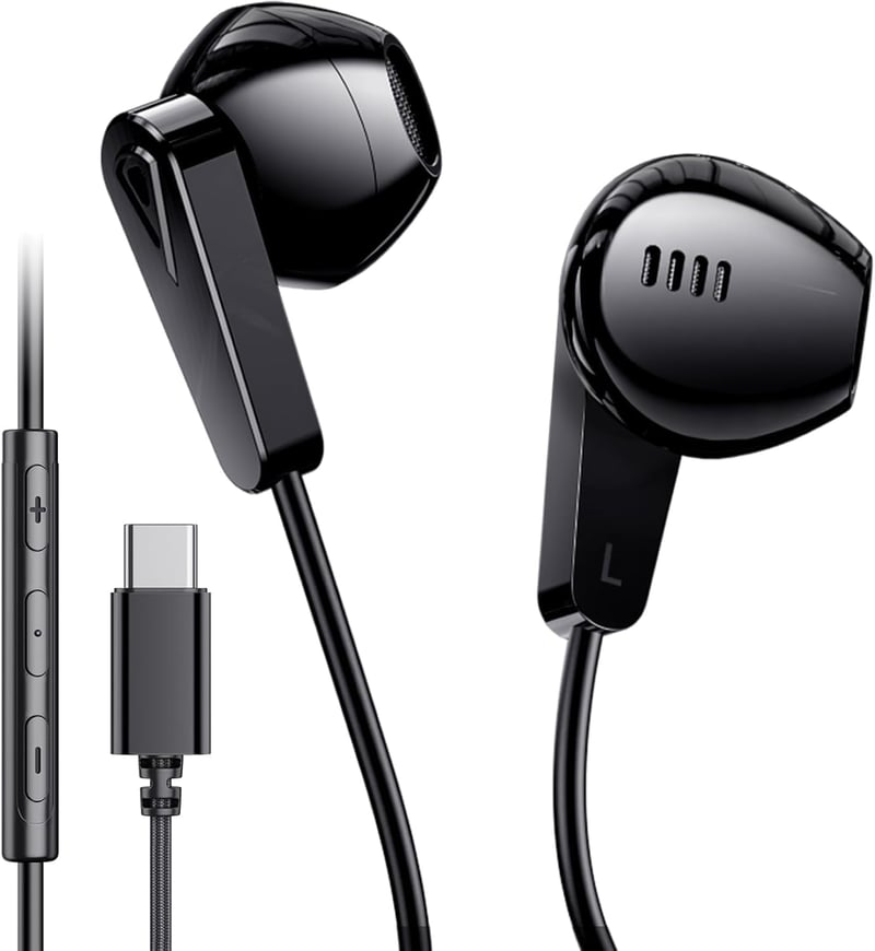 Zyvfira USB-C slúchadlá s mikrofónom pre iPhone 17/16/15 Pro Max/Plus/Air a Samsung Galaxy S25/S24 Ultra, HiFi stereo in-ear headset