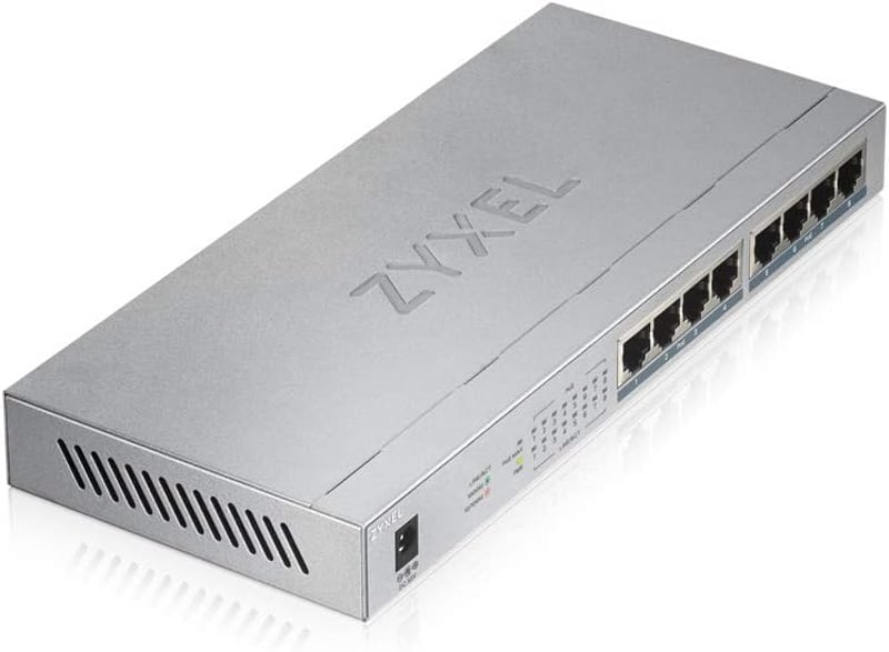 Zyxel GS1008HP switch Gigabit PoE+ cu 8 porturi, neadministrat, cu buget PoE de 60W, distribuitor de rețea, switch Ethernet