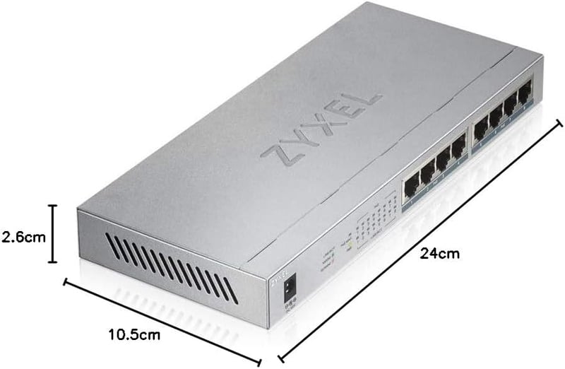 Zyxel GS1008HP switch Gigabit PoE+ cu 8 porturi, neadministrat, cu buget PoE de 60W, distribuitor de rețea, switch Ethernet