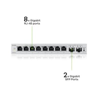 Zyxel GS1200-10v3 8-portový webom spravovaný Gigabit LAN switch, 2x SFP uplink, VLAN, QoS, IGMP Snooping, desktopový sieťový prepínač bez ventilátora 3