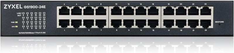 Zyxel GS1900-24E 24-Portos Gigabit Smart Managed Switch - Asztali/Rack Telepíthető, Ventilátor Nélküli, VLAN, IGMP, QoS Támogatással