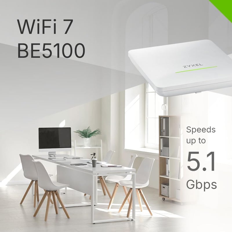 Zyxel WiFi 7 BE5100 Access Point 4-Stream Dual Radio Mesh Hálózat 2.5GbE