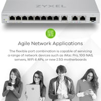Webovo spravovateľný sieťový prepínač Zyxel XGS1250-12 s 12 portami – 8x 1G + 3x 10G + 1x 10G SFP+ – QoS, VLAN, agregácia liniek, inteligentný ventilátor, strieborný 6