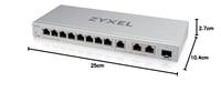 Webovo spravovateľný sieťový prepínač Zyxel XGS1250-12 s 12 portami – 8x 1G + 3x 10G + 1x 10G SFP+ – QoS, VLAN, agregácia liniek, inteligentný ventilátor, strieborný 8