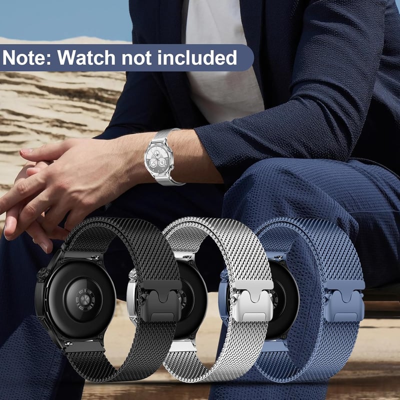 ZZMY 22mm Rozsdamentes Acél Óraszíj Garmin Venu 3/2 és Huawei GT6/GT5/GT4/GT3/GT2 Okosórákhoz - Mágneses Ejtőernyős Csat Férfiaknak