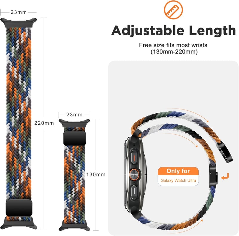 ZZMY Mágneses Nylon Szíj Samsung Galaxy Watch Ultra 47mm és Watch7 Ultra Okosórához - Állítható Rugalmas Sportpánt Férfiaknak és Nőknek