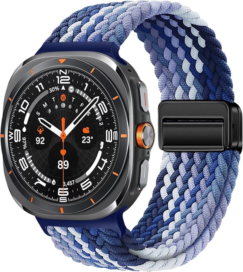 ZZMY Mágneses Nylon Szíj Samsung Galaxy Watch Ultra 47mm és Watch7 Ultra Okosórához - Állítható Rugalmas Sportpánt Férfiaknak és Nőknek