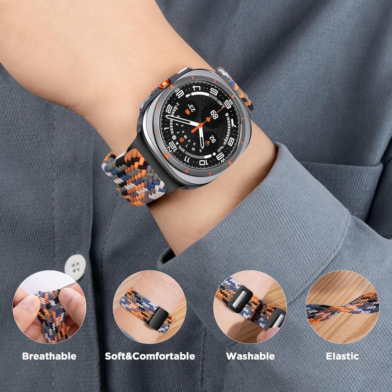 ZZMY Mágneses Nylon Szíj Samsung Galaxy Watch Ultra 47mm és Watch7 Ultra Okosórához - Állítható Rugalmas Sportpánt Férfiaknak és Nőknek