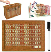 ZZRSYJ Retro Fa Persely Tárolódobozzal, Gyerekek Spórolási Céljához Jelölővel és Számokkal 1