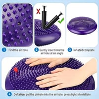 Pernă de echilibru ZZTTLE cu pompă de aer, diametru 33 cm, mov, pentru yoga, masaj, fitness și antrenamentul spatelui, pernă pentru dezvoltarea coordonării și a mușchilor core 3