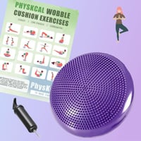 Pernă de echilibru ZZTTLE cu pompă de aer, diametru 33 cm, mov, pentru yoga, masaj, fitness și antrenamentul spatelui, pernă pentru dezvoltarea coordonării și a mușchilor core 4