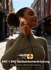 Bezdrôtové slúchadlá ZZU 2026 Bluetooth 5.4, 4 ENC mikrofóny, 48 hodín prehrávania, potlačenie hluku ANC, HiFi hlboké basy, vodotesnosť IPX7, LED displej 7