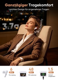Bezdrôtové slúchadlá ZZU Bluetooth 5.4 s inteligentným dotykovým displejom, potlačením hluku ANC a ENC, výdržou batérie 48 hodín, 5 režimami EQ, HiFi stereo zvukom, vodotesnosťou IPX7, biele 8