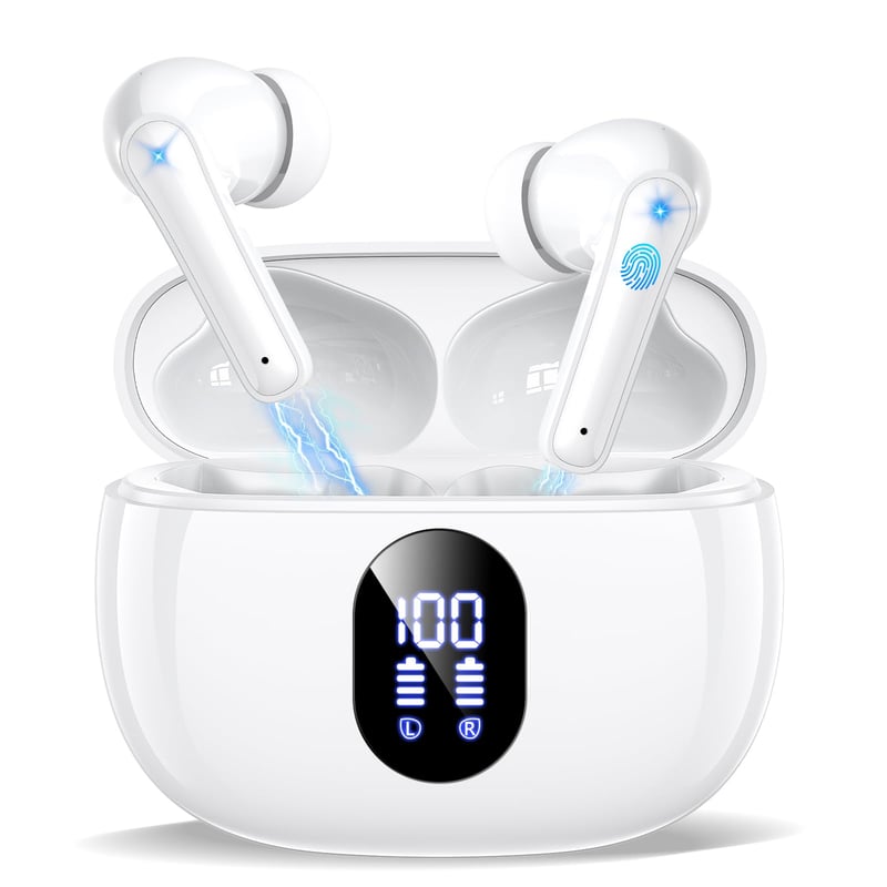 Căști Bluetooth 5.4 ZZU T18 cu 4 microfoane pentru anularea zgomotului ENC și autonomie de 48 de ore - alb