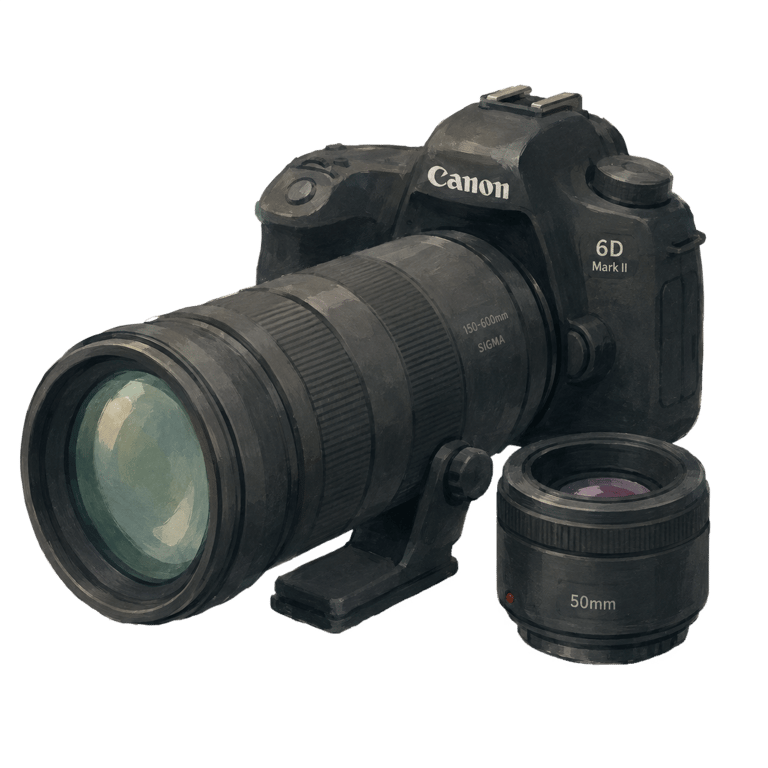 Illustration of Ashleigh’s Canon camera and lenses