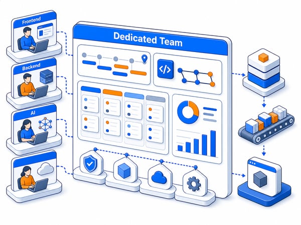 Dedicated delivery pod workspace showing roadmap, repository, sprint board, and product increments