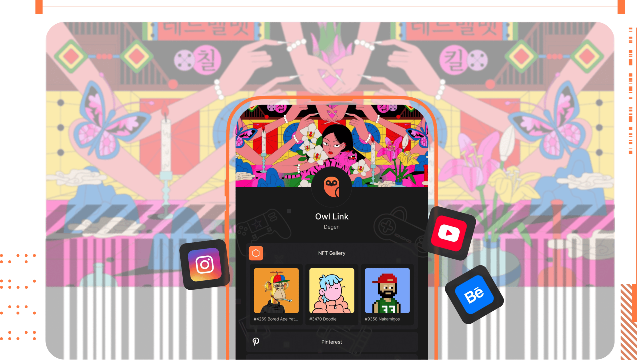 Owl Link Hero Section - Showcase Your NFTs and Social Profiles