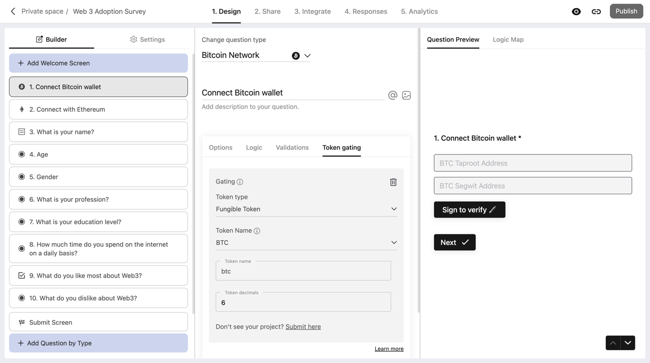 Token gated forms & surveys