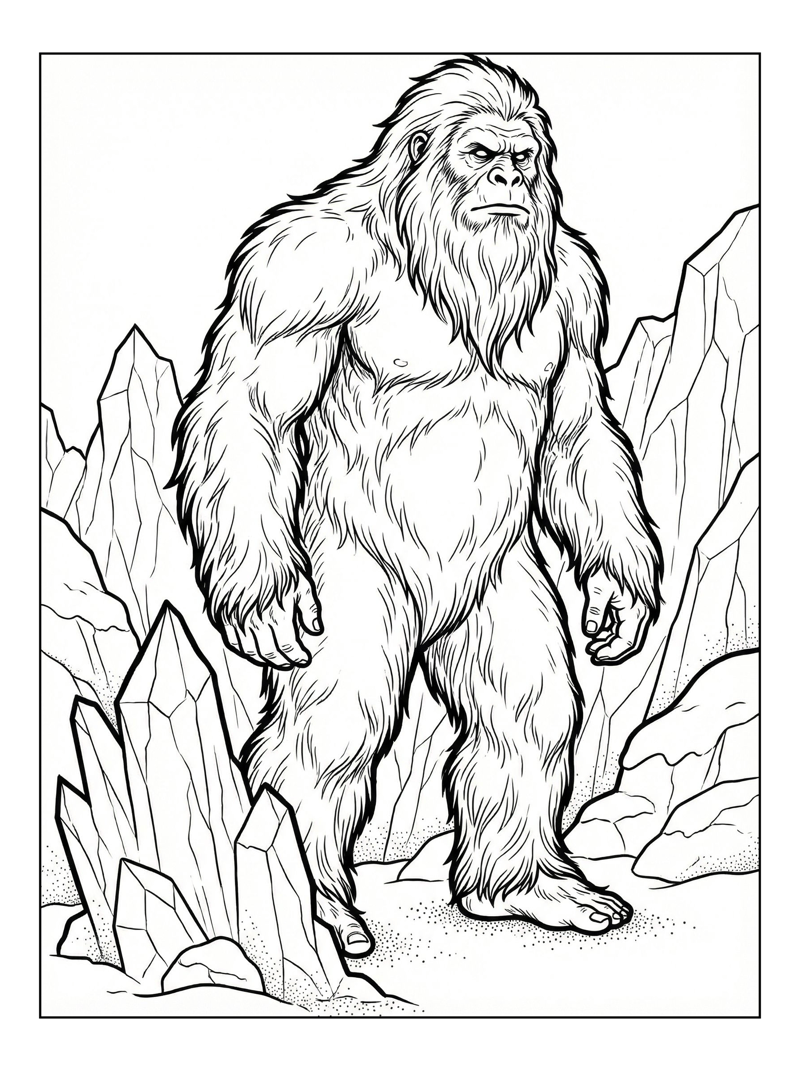Wild Yeti Stands In Ice Glacier
