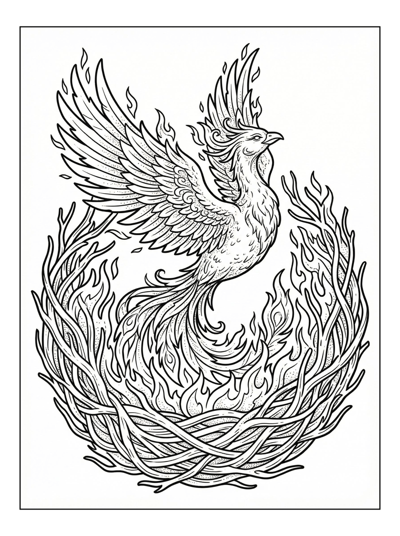 Phoenix Soars From Fiery Nest