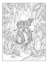 Twin Mermaids Floating Crystal Grotto