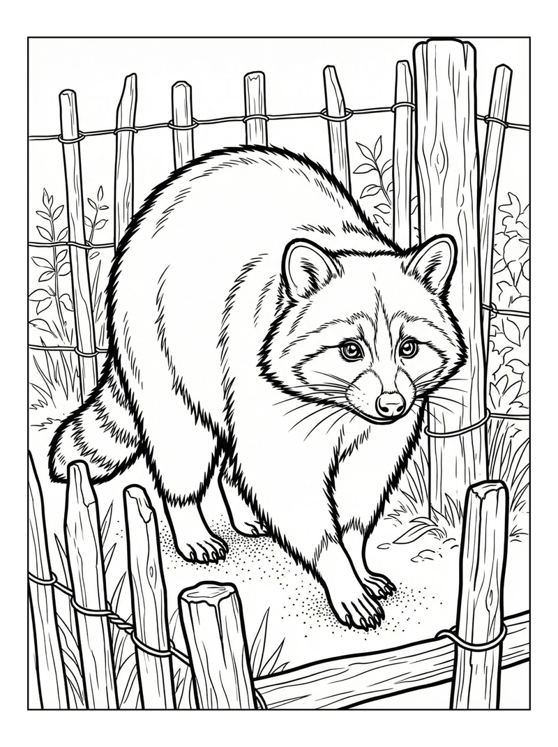 Cozumel Racoon Walking Garden Fence
