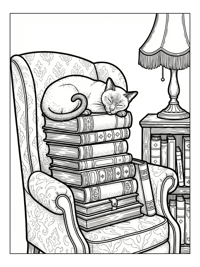 Siamese Cat Sleeping On Books In Armchair